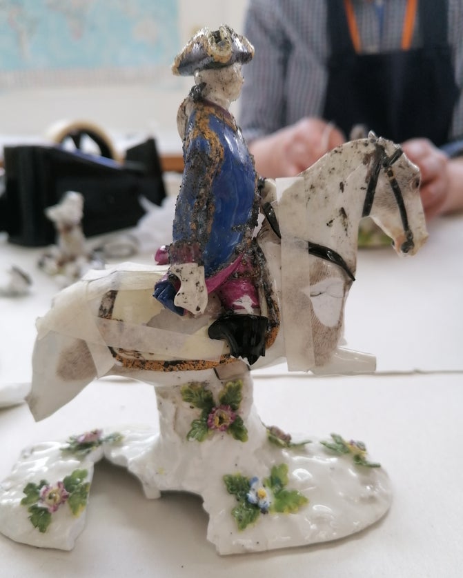 A ceramic statue pieced together from fragments | Clandon Park, Surrey